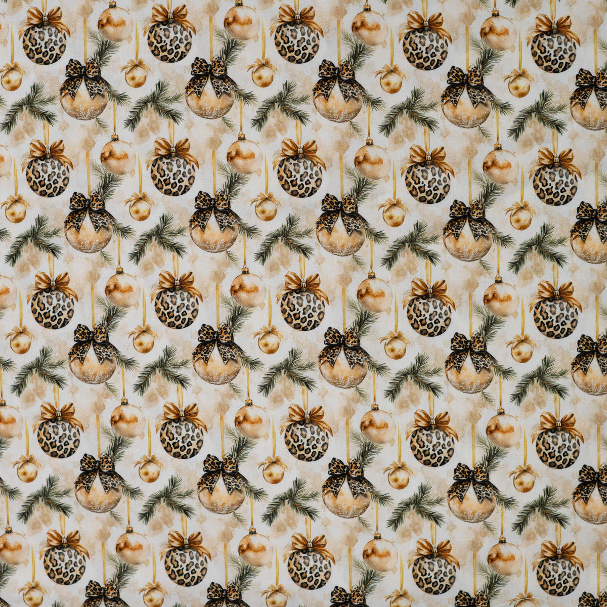 Premium 100% Cotton Fabric - Christmas Leopard Print Decor