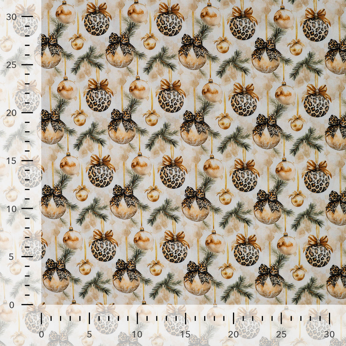 Premium 100% Cotton Fabric - Christmas Leopard Print Decor