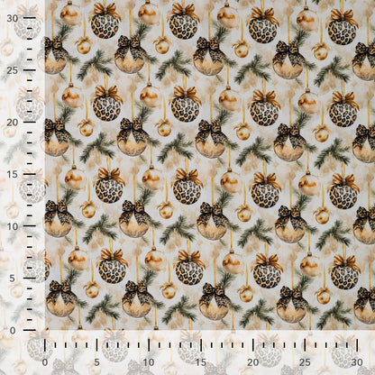 Premium 100% Cotton Fabric - Christmas Leopard Print Decor