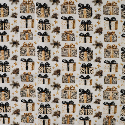 Premium 100% Cotton Fabric - Christmas Leopard Gifts