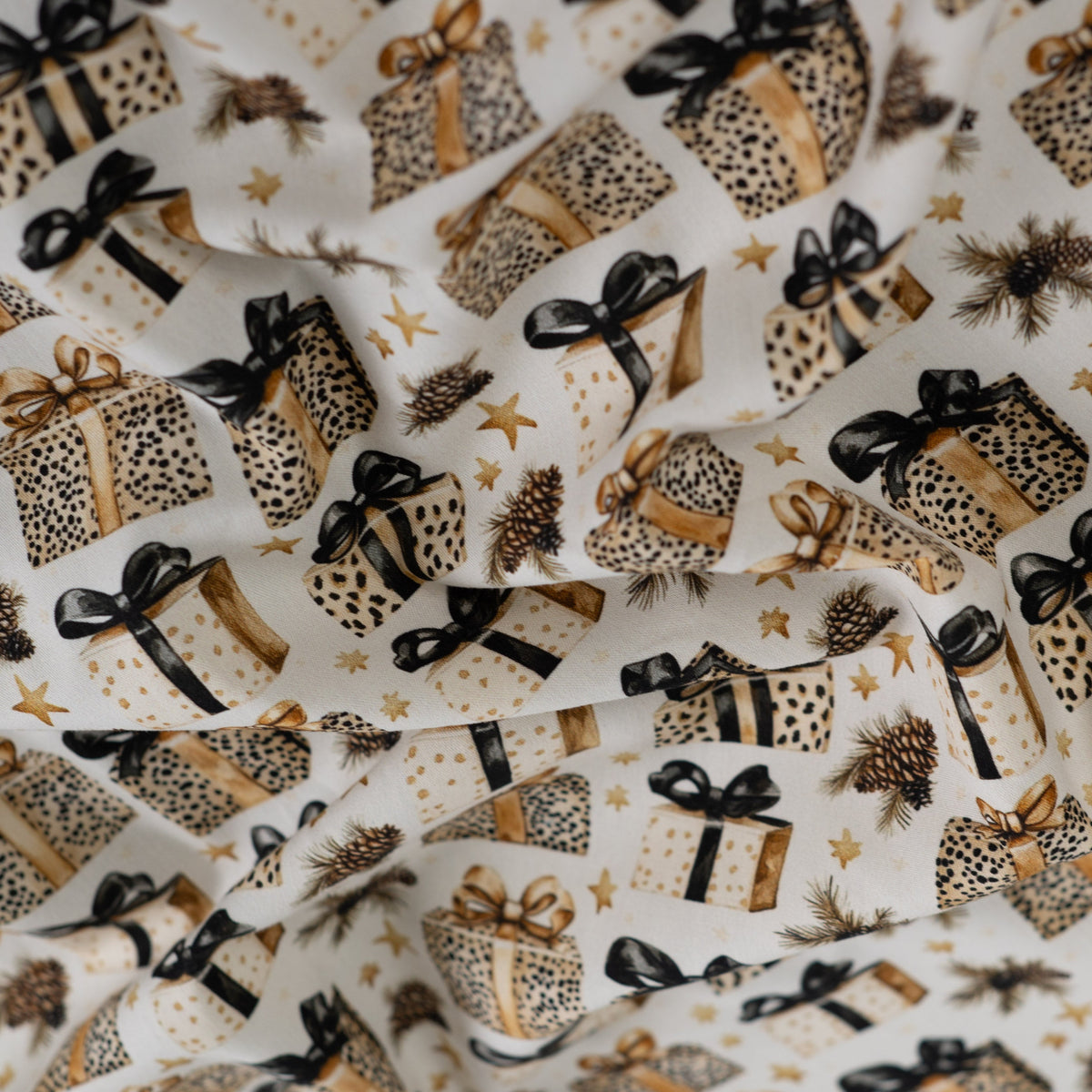 Premium 100% Cotton Fabric - Christmas Leopard Gifts
