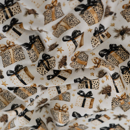Premium 100% Cotton Fabric - Christmas Leopard Gifts