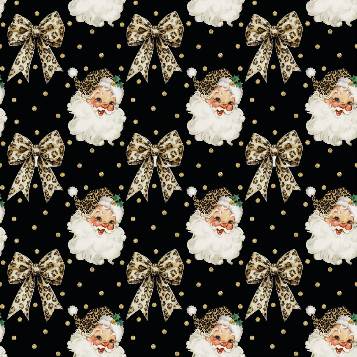Cotton loop-knit with insulation - Santa Claus and bows