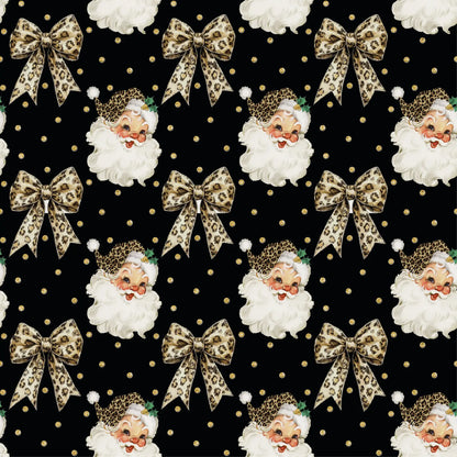 Cotton loop-knit with insulation - Santa Claus and bows