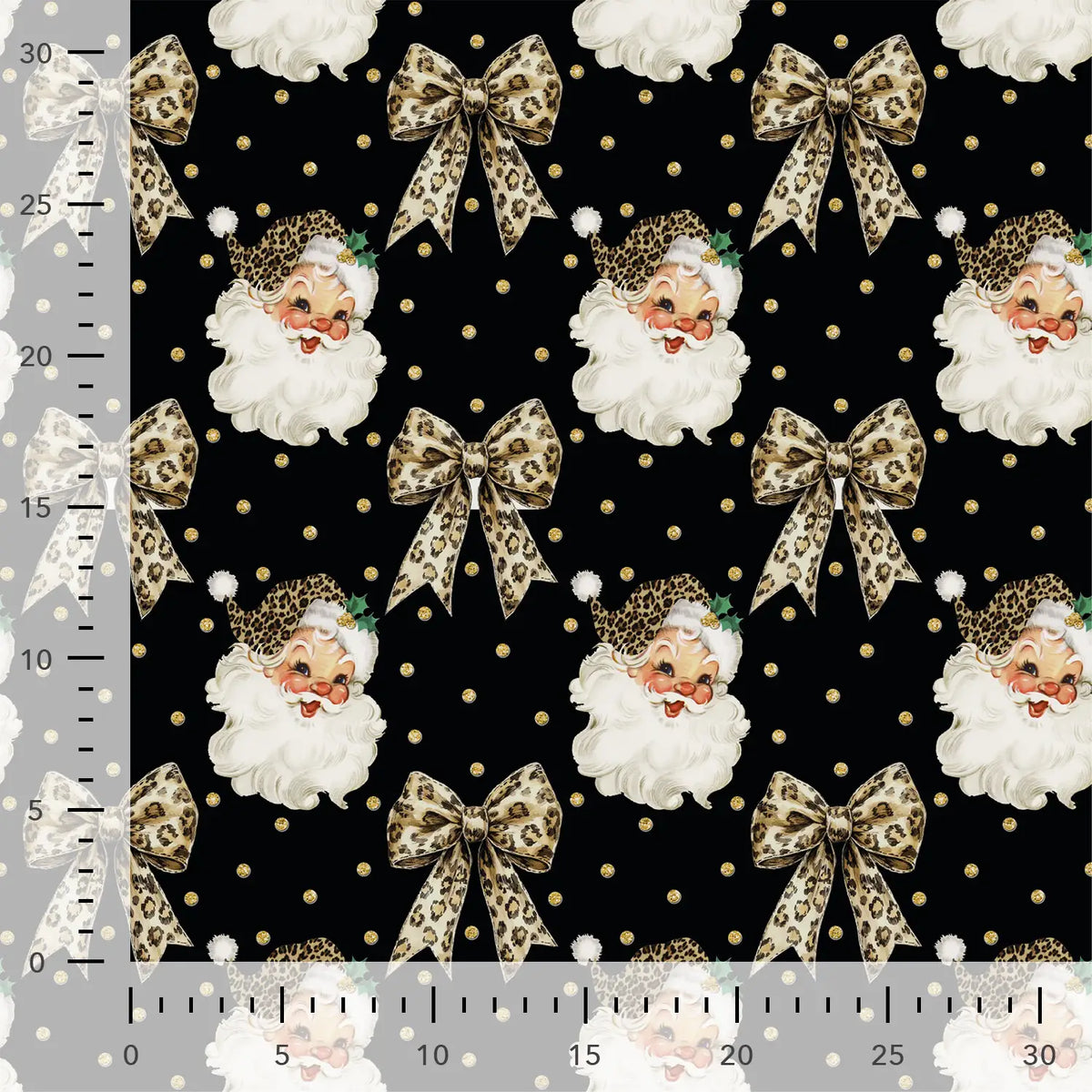 Cotton loop-knit with insulation - Santa Claus and bows