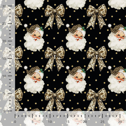 Cotton loop-knit with insulation - Santa Claus and bows