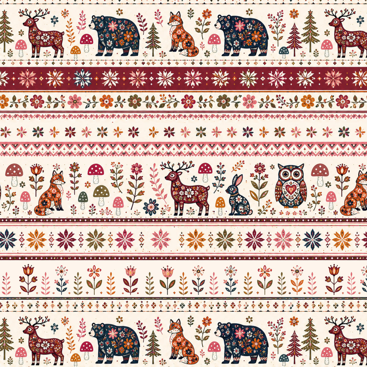 Cotton Loopback Knit with Insulation - Scandinavian Forest Fairy Tale