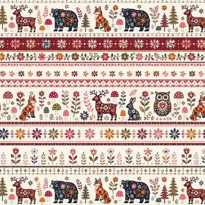 Cotton Loopback Knit with Insulation - Scandinavian Forest Fairy Tale