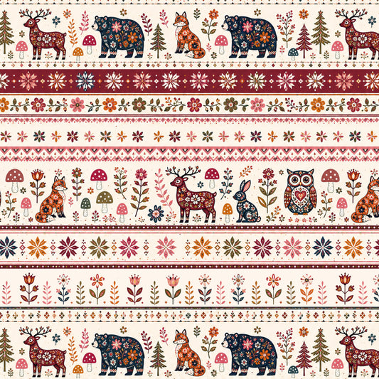 Cotton Loopback Knit with Insulation - Scandinavian Forest Fairy Tale