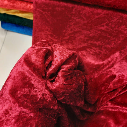 Velours à effet froissé - rouge cerise 160 g/m²