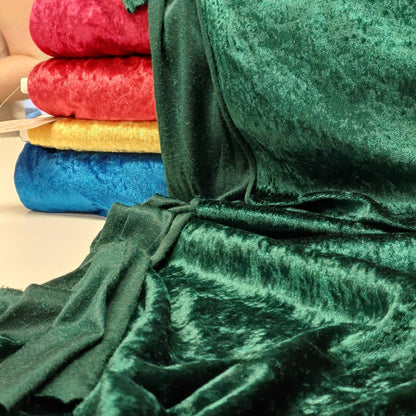 Velvet with a crinkled effect - emerald green 160 g/m²