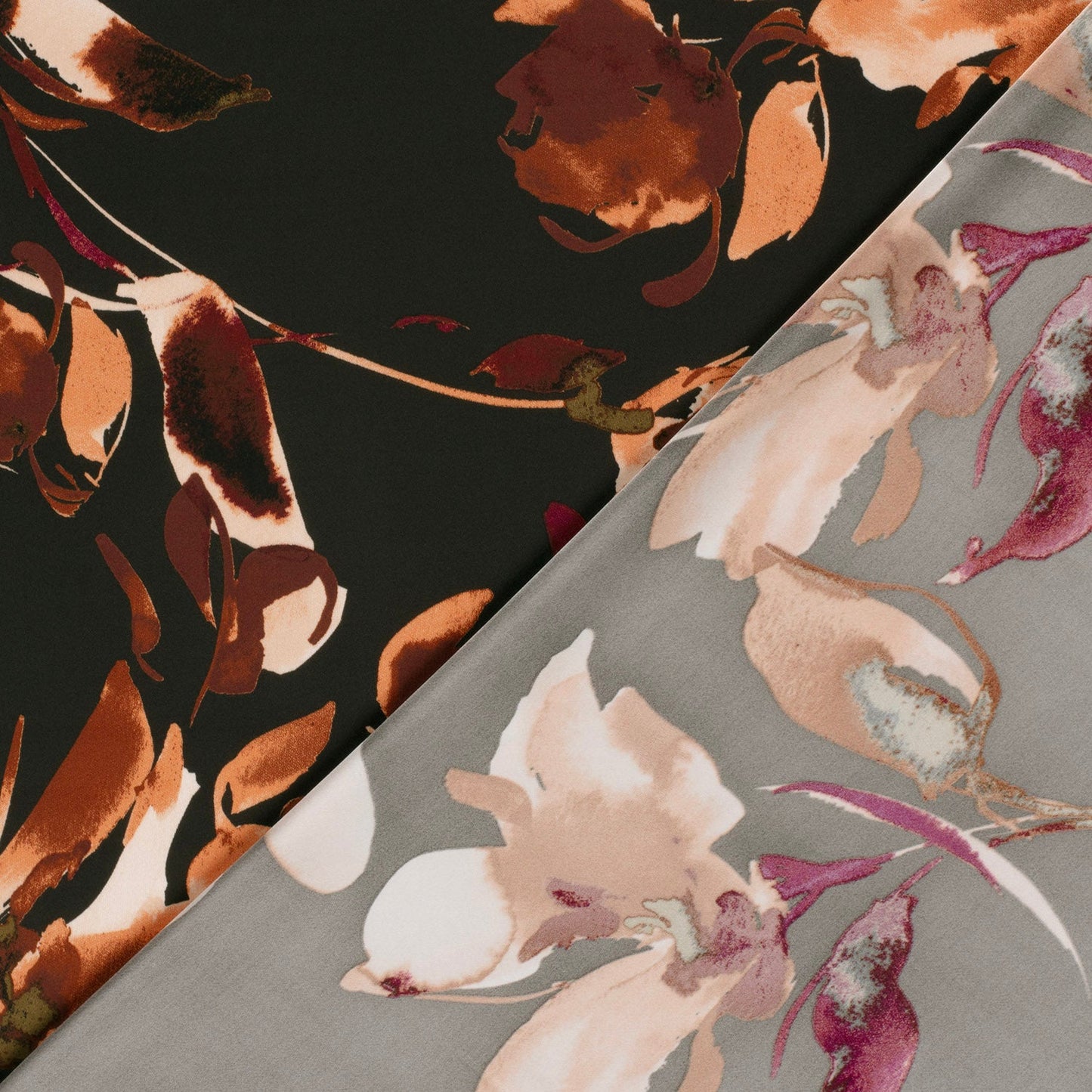 Image of Satin - abstract flowers 185 g/m² – available at Charlotte Fabrics