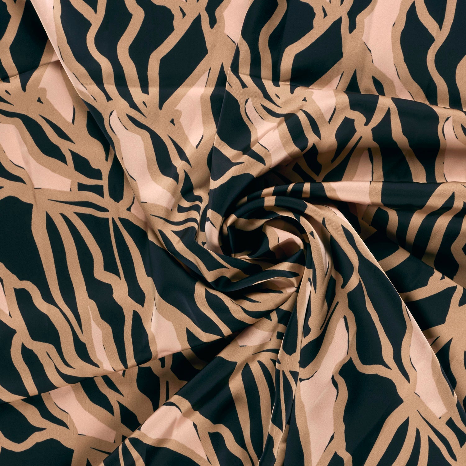 Image of satin - abstract brown with black motif 185 g/m² – available at Šarlotes audumi