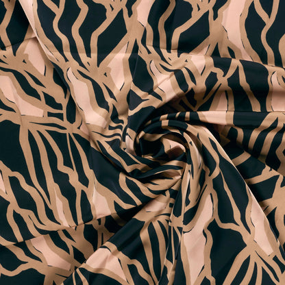 Image of satin - abstract brown with black motif 185 g/m² – available at Šarlotes audumi