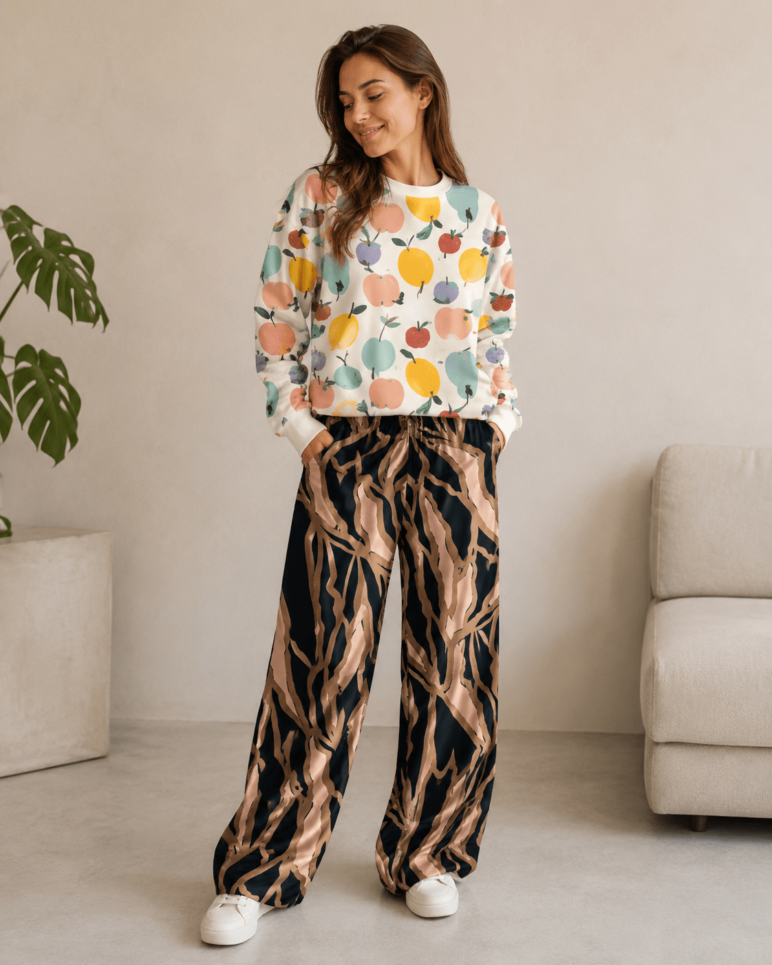 alt
Image with Satin - abstract brown with black pattern 185 g/m² – available at Šarlotes audumi