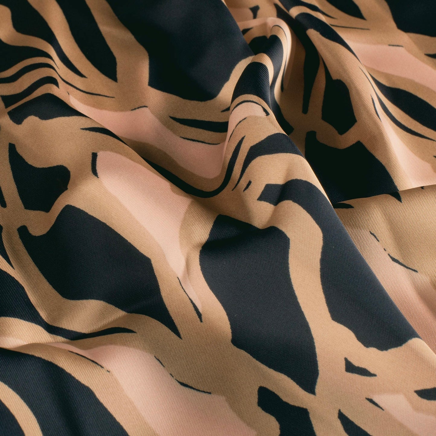 Image of Satin - abstract brown and black motif 185 g/m² – available at Šarlotes audumi