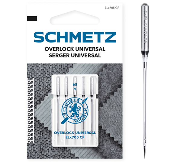 Image de SCHMETZ aiguilles universelles pour surjeteuse et recouvreuse ELx705 CF - n°65 (5 pcs) – disponible chez Šarlotes audumi
