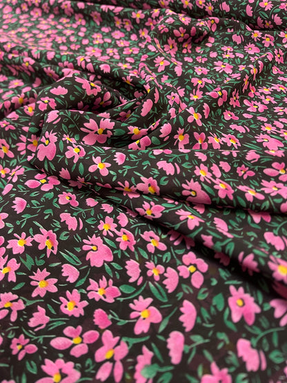 Chiffon - pink flowers | 150 cm | 65 g/m²