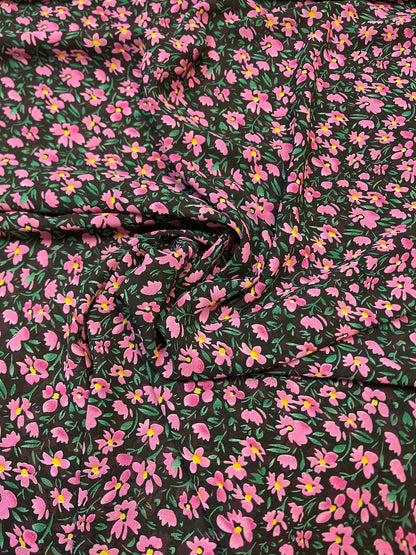 Chiffon - pink flowers | 150 cm | 65 g/m²