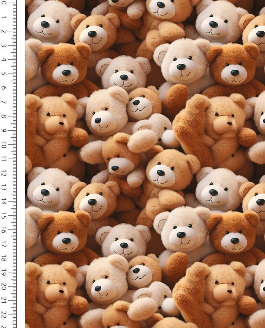 Image of warm knit fabric, Alpenfleece fabric with bears – available online at Charlotte Fabrics