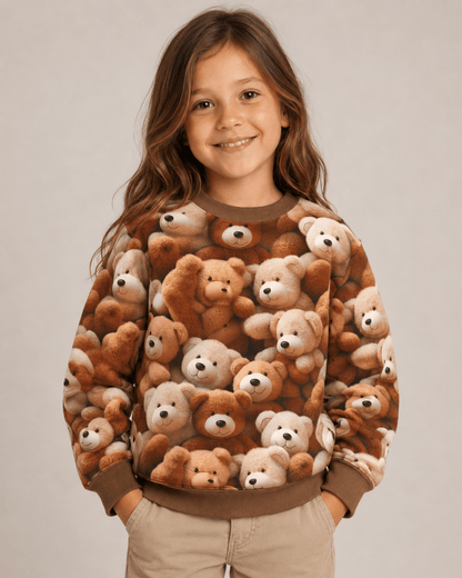 Image of warm knit fabric, Alpenfleece fabric with bears – available online at Charlotte Fabrics