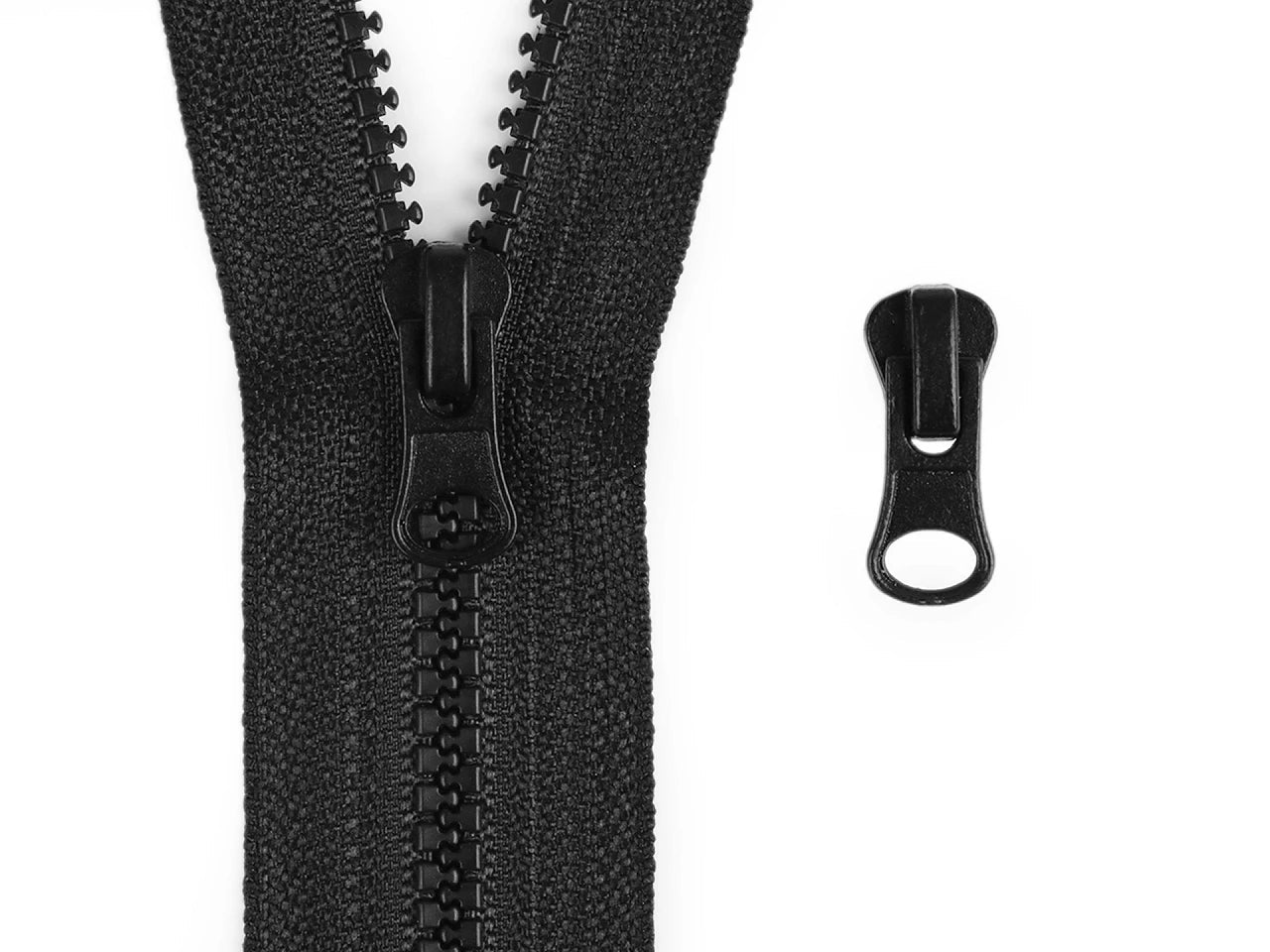 Attēls with Slider, plastic zipper pull tab No. 3|various shades – available at Charlotte’s fabrics