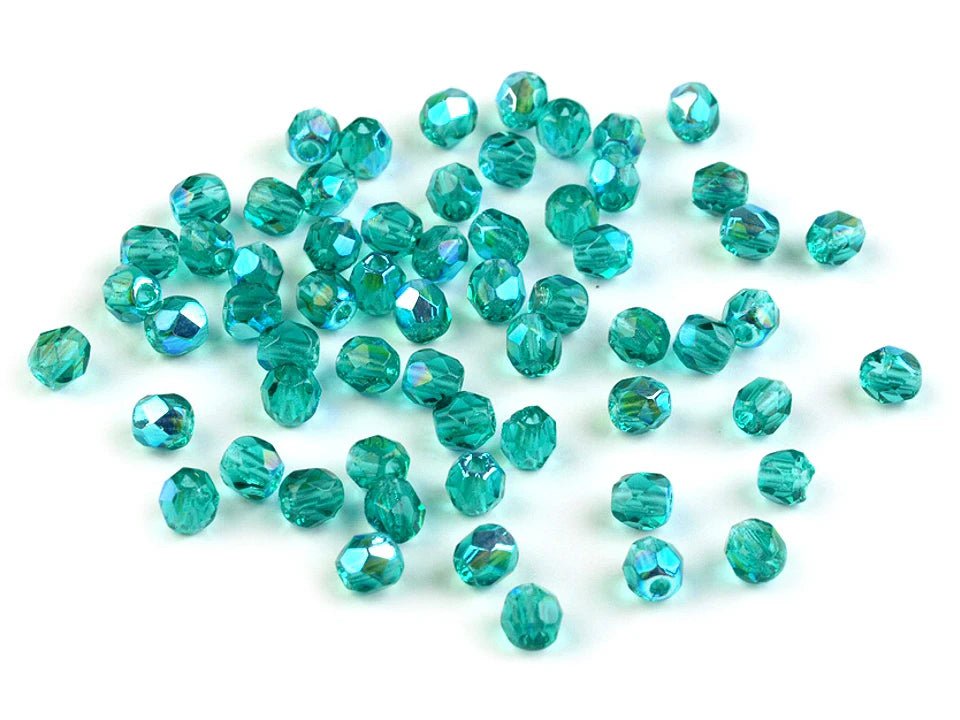 Image de perles en verre tchèques facettées 3 mm, couleurs assorties, 5 g – disponible chez Šarlotes audumi