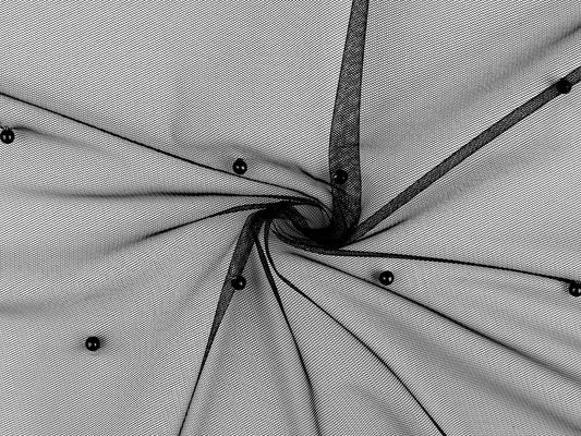 Image of delicate tulle with pearls 36 g/m² - black – available at Charlotte's Fabrics