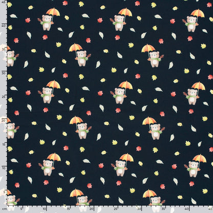 Softshell fabric - teddy bears with an umbrella 310 g/m²