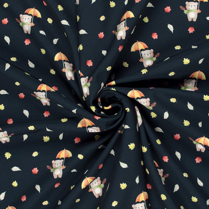 Softshell fabric - teddy bears with umbrella 310 g/m²
