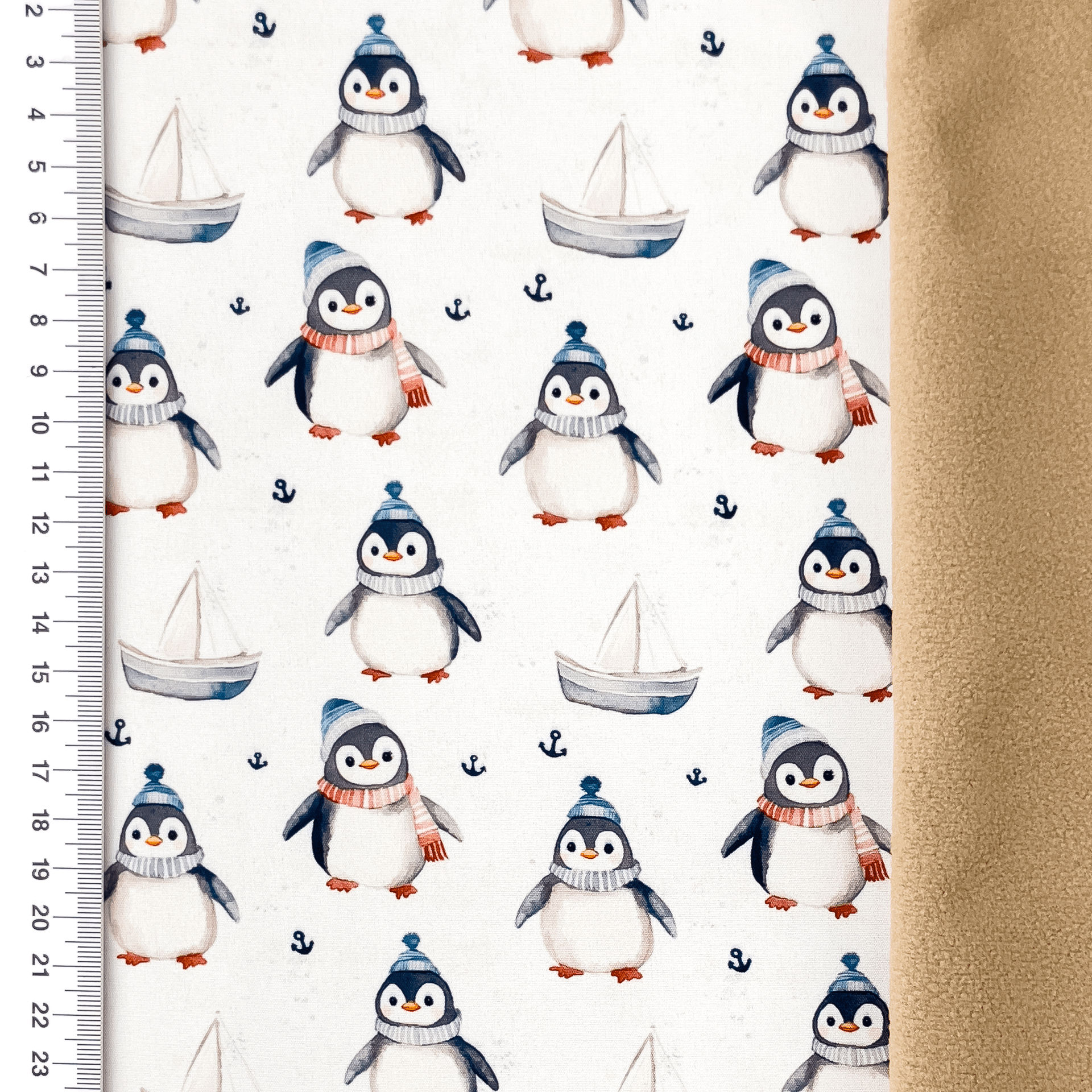 Image with Softshell fabric - little penguins 310 g/m² – available at Šarlotes audumi