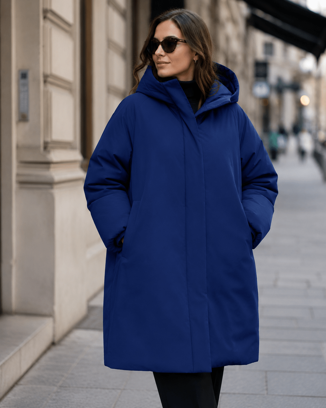 Image of waterproof royal blue softshell fabric – available online at Šarlotes audumi