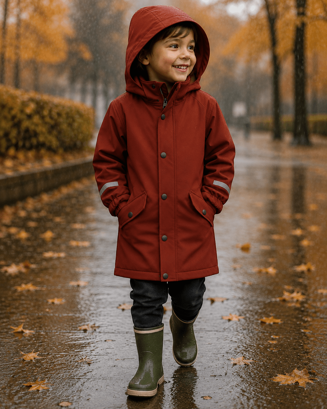 Image of waterproof brick red softshell fabric – available online at Šarlotes audumi