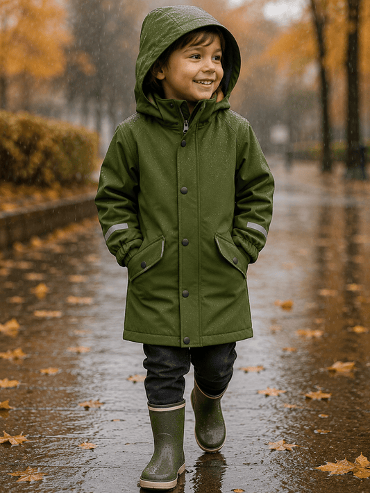 Image of waterproof green softshell fabric – available online at Charlotte's Fabrics
