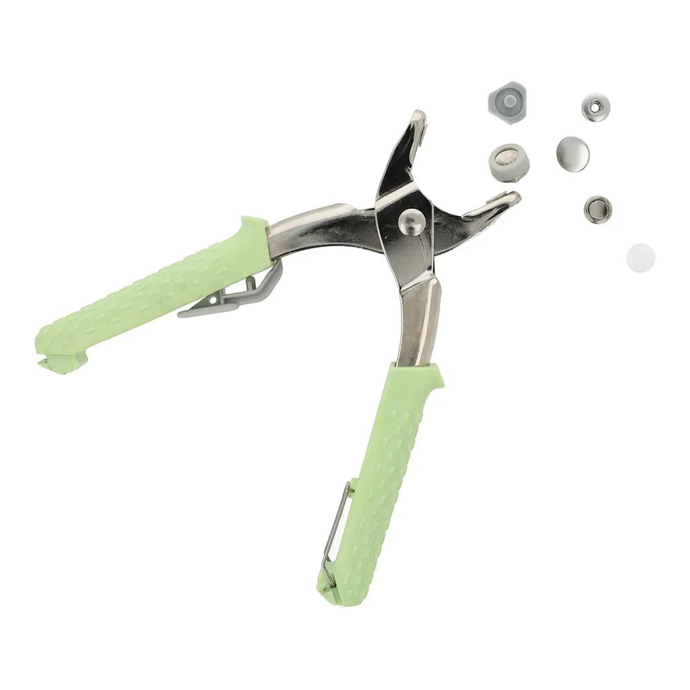 Image of Milward 5-in-1 snap fastener pliers with accessory kit – available at Šarlotes audumi