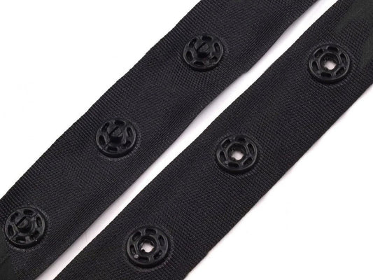 Image of 18 mm snap button tape - black – available at Šarlotes audumi
