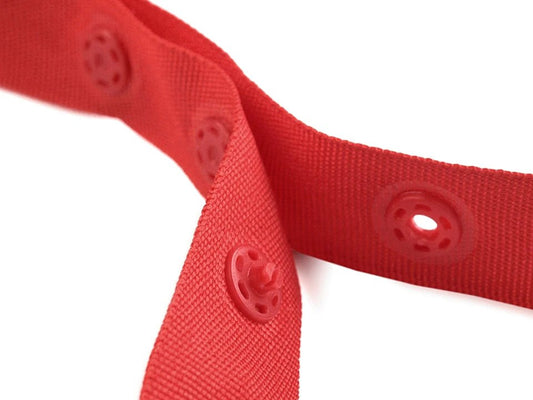 Image of 18 mm snap-button tape - red – available at Šarlotes audumi