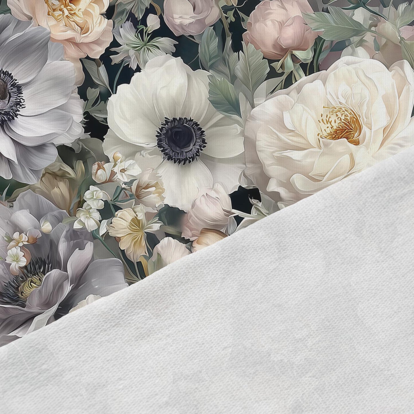 Puuvillainen lenkkifrotee - hopeanhohtoinen utuisen kukikas 250 g/m²