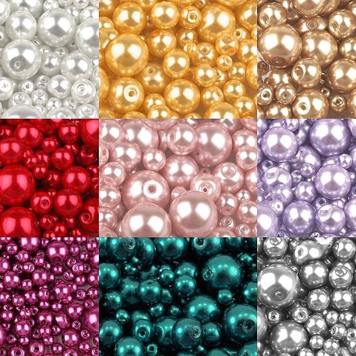 perles de verre, Ø4–12 mm, tailles variées, 50 g - variantes de couleurs diverses