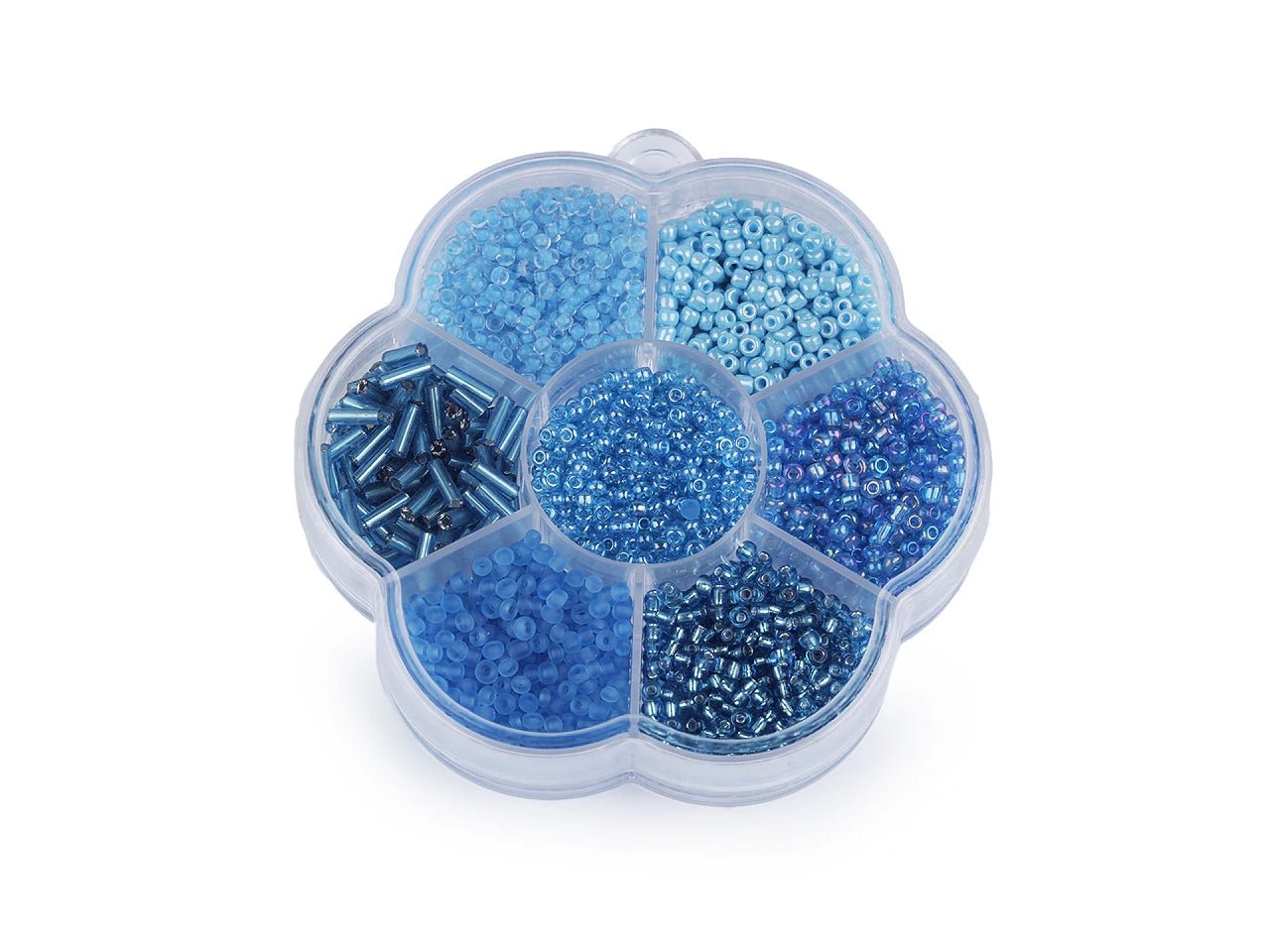 Image du set de perles de rocaille en verre pour création de bijoux en boîte – disponible chez Šarlotes audumi