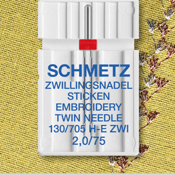 Image of SCHMETZ EMBROIDERY TWIN NEEDLE ZWI - No. 2/75 (1 pc.) – available at Charlotte Fabrics