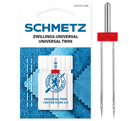 Attēls ar Šujmašīnu adata dubultā universālā SCHMETZ UNIVERSAL TWIN ZWI - Nr.4/80 (1gab.) – pieejams Šarlotes audumi