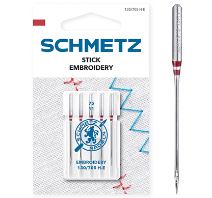 Attēls ar Šujmašīnu adatas izšūšanai SCHMETZ EMBROIDERY NEEDLES - Nr.75 (5gab.) – pieejams Šarlotes audumi