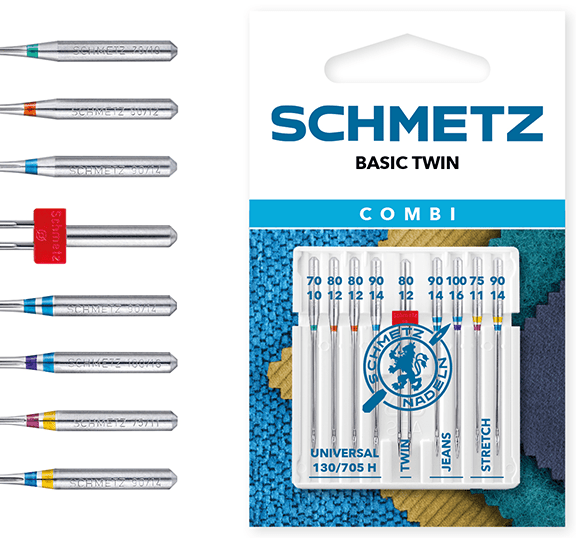 Image avec kit d’aiguilles pour machine à coudre SCHMETZ CREATIVE 9 UNIVERSAL/ZWI/STRETCH/JEANS (9 pièces) – disponible chez Šarlotes audumi