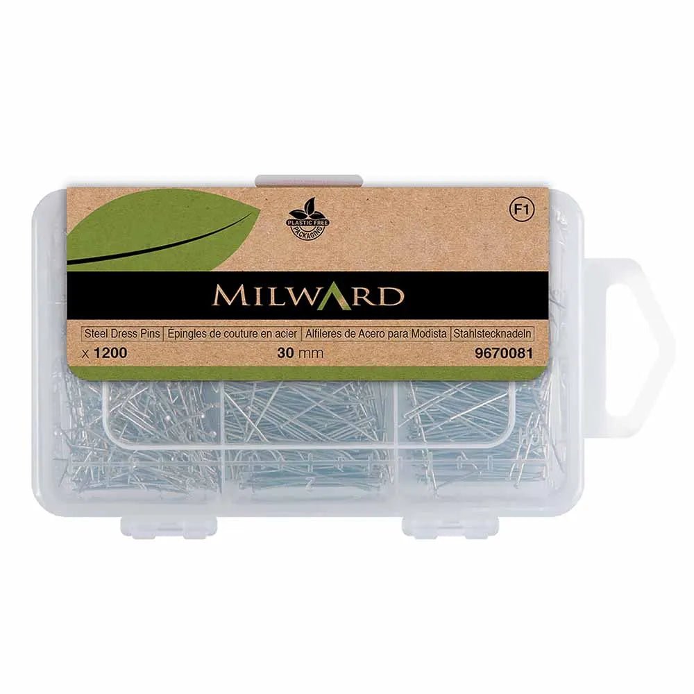 Image with Milward sewing needles, steel – 0.60 × 30 mm, 1200 pcs. – available online at Šarlotes audumi