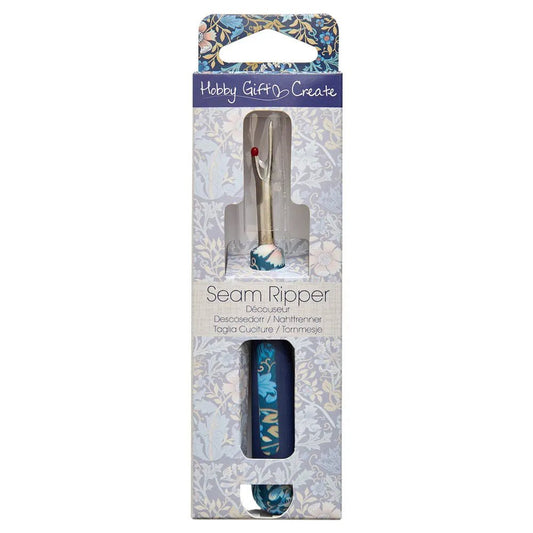 Image of a seam ripper with a soft handle and floral pattern, blue, Hobby Gift – available at Šarlotes audumi