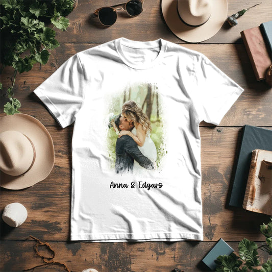 Image of a T-shirt print with a picture – available online at Šarlotes audumi