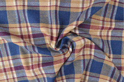 Beige and blue check flannel