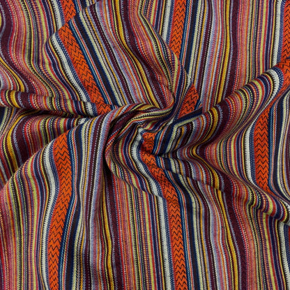 Tissu à motif folklorique - tons orange et bleus 200 g/m²