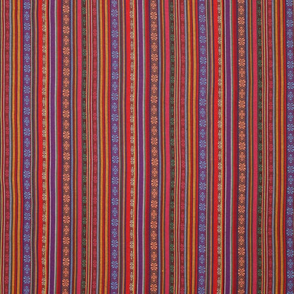 Folk pattern fabric - red and blue tones 200 g/m²